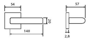 Dveřní kování TWIN CARLA SQUARE HR H 1617FL (E) - plochá rozeta
