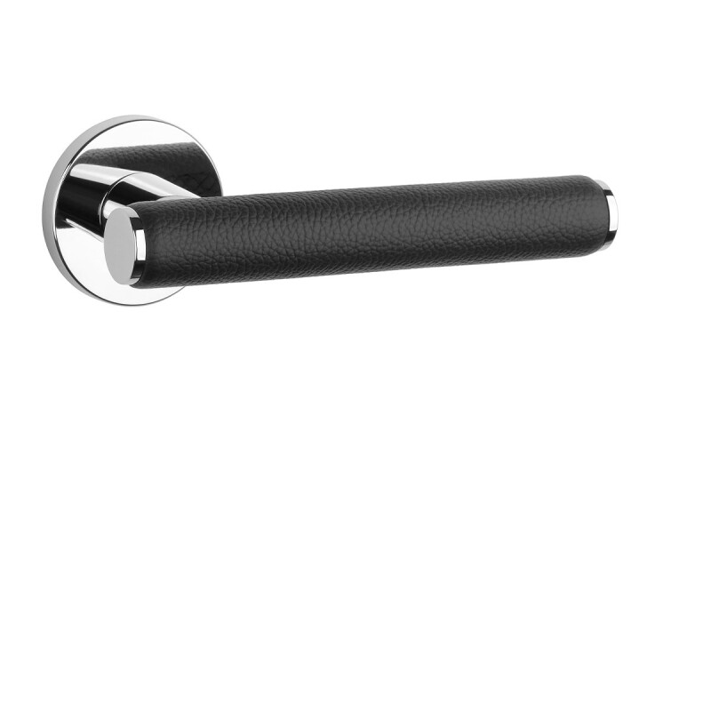 Dveřní kování MP AS - EGERIA - R 7S (OC - ​​Chrom lesklý / černá kůže)