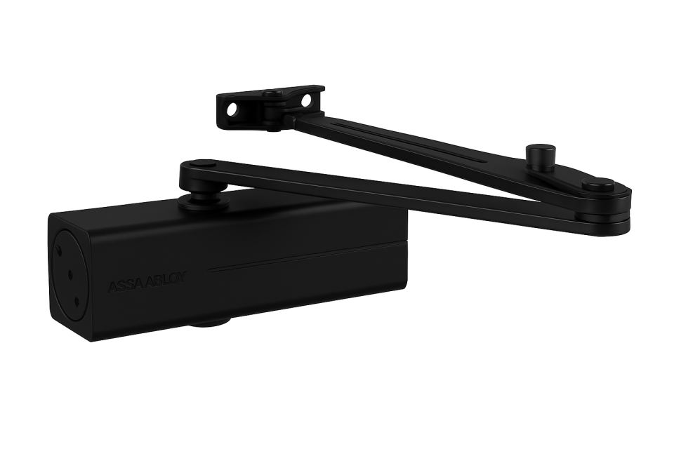Samozavírač ASSA ABLOY DC200 S RAMINKEM 190 (černý) - bez aretace