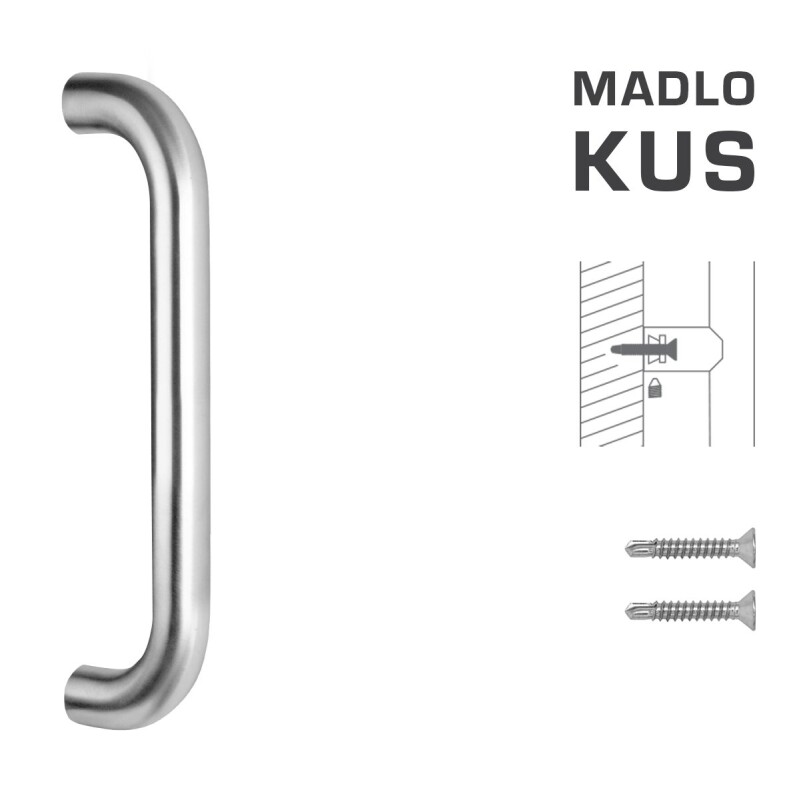 Dveřní madlo MP FT - kód K01 Ø 30 mm ST - ks (BN - Broušená nerez) -  Délka: 630 mm x 600 mm x Ø 30 mm