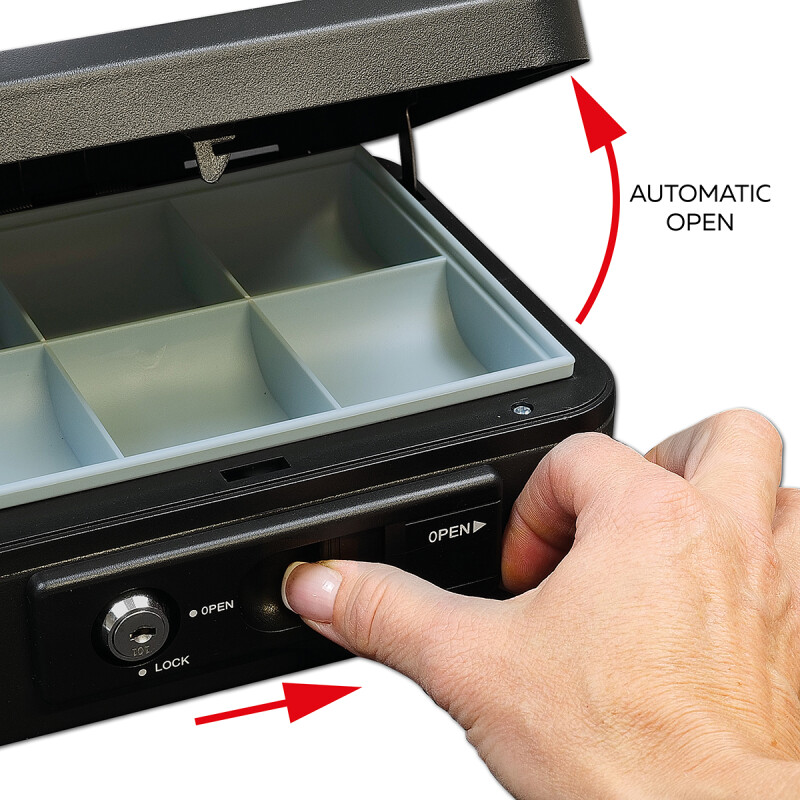 Ocelová pokladnička s páčkou RICHTER LC.300 (černá matná)