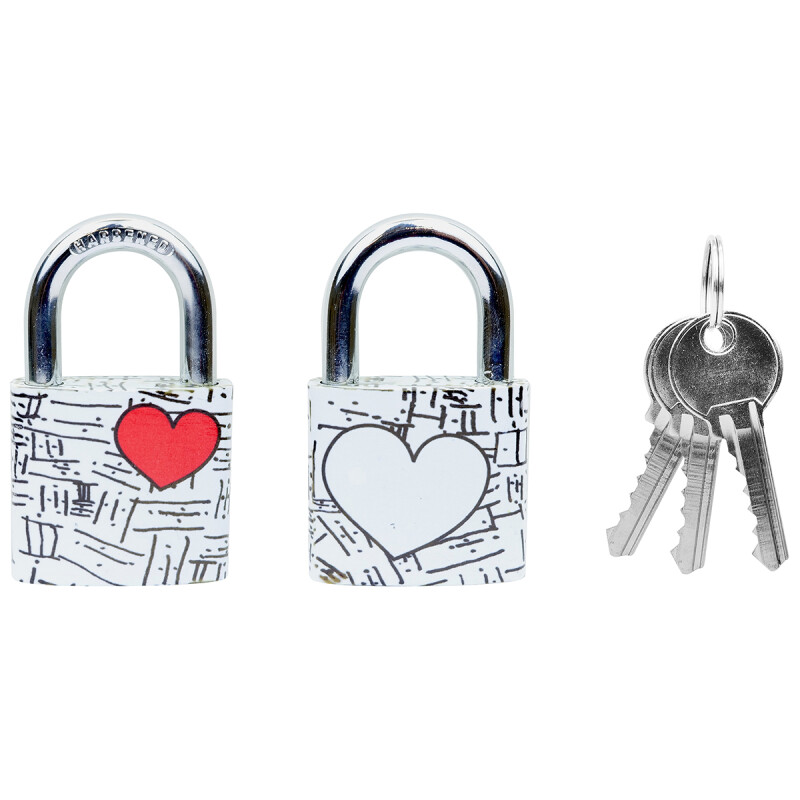 Litinový zámek v blistru s barevným potiskem a prostorem pro vepsání jmen RICHTER RV.OVAL.38.JU2