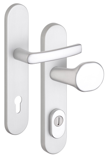 VÝPRODEJ   Bezpečnostní hliníkové kování ROSTEX EL1 (F1 - elox přírodní) - klika/madlo