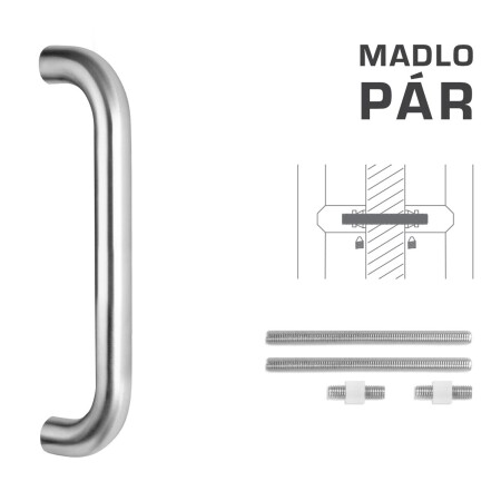 Dveřní madlo MP FT - kód K01 Ø 30 mm UN - pár (BN - Broušená nerez) - Délka: 630 mm600 mmØ 30 mm