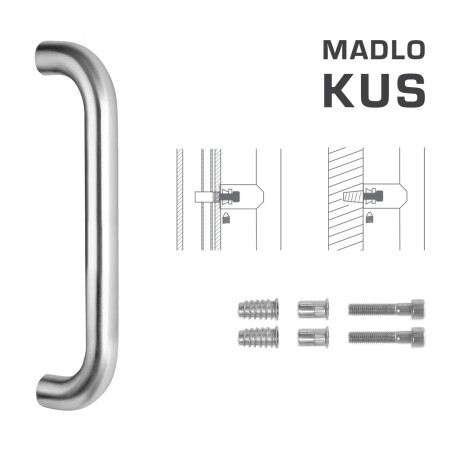 Dveřní madlo MP FT - kód K01 Ø 30 mm SP - ks (BN - Broušená nerez) - Délka: 630 mm600 mmØ 30 mm