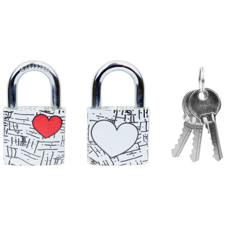 Litinový zámek v blistru s barevným potiskem a prostorem pro vepsání jmen RICHTER RV.OVAL.38.JU2