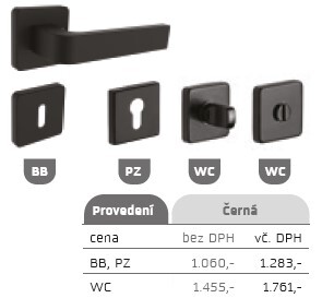 Dveřní kování ROSTEX DANTE/H s čepy (ČERNÁ)