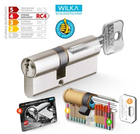Cylindrická bezpečnostní standartní vložka WILKA RC4