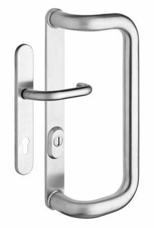 Dveřní madlo trubkové ROSTEX  G s klikou a překrytkou (nerez mat)