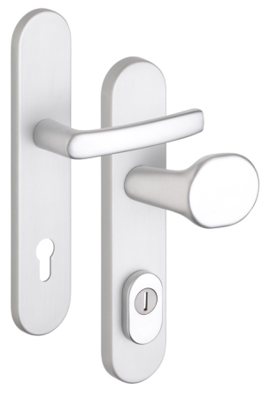 VÝPRODEJ   Bezpečnostní hliníkové kování ROSTEX EL1 (F1 - elox přírodní) - klika/madlo