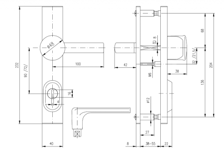 Bezpečnostní kování ROSTEX BK 802 (CHROM-NEREZ)