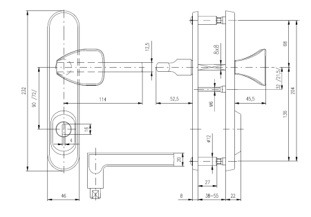 Bezpečnostní kování ROSTEX BK 802/O BRIT (NEREZ MAT)