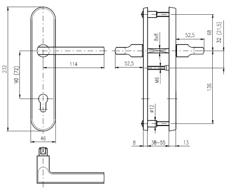 Bezpečnostní kování ROSTEX BK 807/O BRIT (NEREZ MAT)