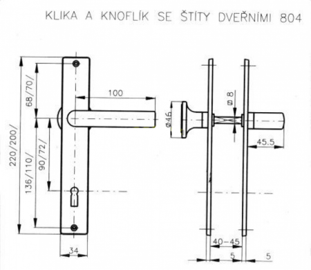 Stavební kování ROSTEX 804 (CHROM LESKLÝ - NEREZ)