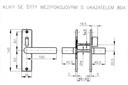 Stavební kování mezipokojové ROSTEX 804 (CHROM LESKLÝ - NEREZ)