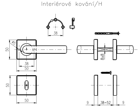 Dveřní kování ROSTEX TORINO/H (NEREZ MAT)