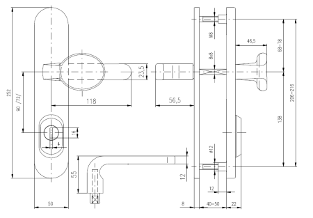 Bezpečnostní kování ROSTEX BK RX 4-50 SOLID 4. tř. (NEREZ MAT TITAN ZLATÝ)