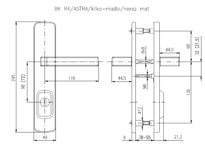 Bezpečnostní kování ROSTEX BK R4 ASTRA 3.tř (NEREZ MAT TITAN)