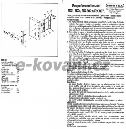 Bezpečnostní kování ROSTEX BK RX 1 ASTRA 3. tř. (CHROM-NEREZ)