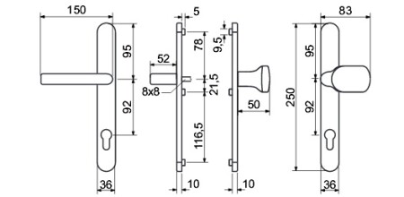 Dveřní profilové kování RICHTER RHD 0030 (F1, F4, F9, BÍLÁ,ANTRACIT,ČERNÁ)