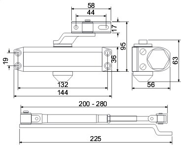 Dveřní zavírač RICHTER RZ202 AR (STŘÍBRNÝ, BÍLÝ, HNĚDÝ)