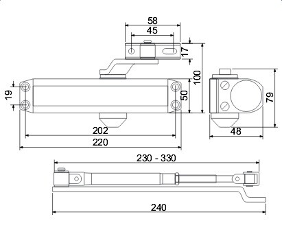 Dveřní zavírač RICHTER RZ804 (STŘÍBRNÝ)