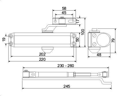 Dveřní zavírač RICHTER RZ804 HO (STŘÍBRNÝ)