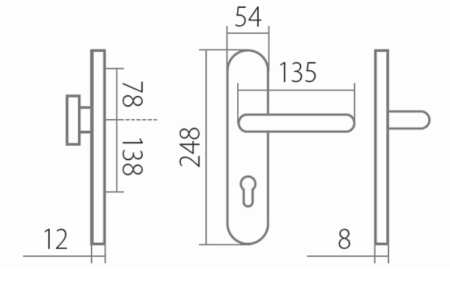 Bezpečnostní kování TWIN COLUMBUS DEF HR H 2094KS s klikou BLOCK (E)