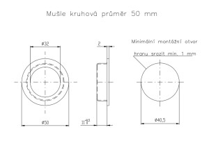 Mušle pro posuvné dveře ROSTEX kulatá průměr 50 mm (NEREZ MAT)