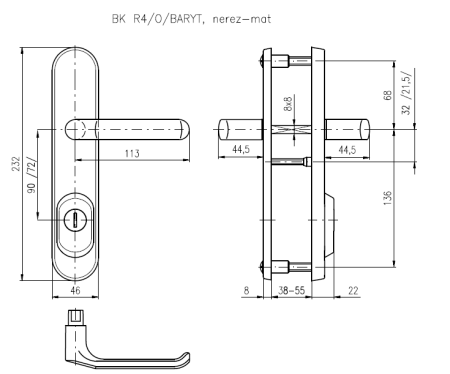 Bezpečnostní kování ROSTEX BK R4/O BARYT (CHROM NEREZ)