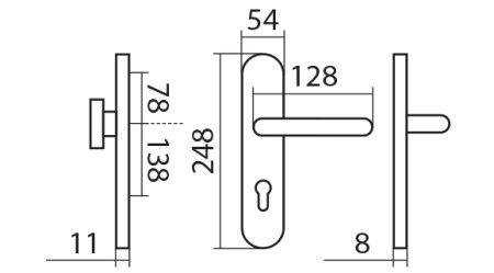 Bezpečnostní kování TWIN COLUMBUS DEF HR H 2094KS  s klikou ALA (E)