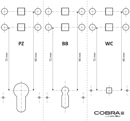 Dveřní kování COBRA VANDA-R (OCN - chrom lesklý/nikl matný)