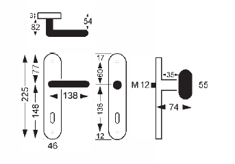 Dveřní kování Lienbacher Tilly 310/303 (stříbrnočerná)