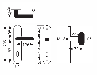 Dveřní kování Lienbacher Alban 363 (stříbrnočerná)