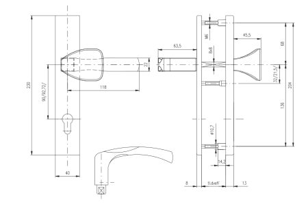 Bezpečnostní kování ROSTEX BK RN802 MANDELO (NEREZ-MAT)