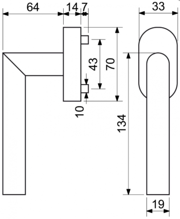 Okenní kování RICHTER RKW L-FORM (NEREZ, ČERNÁ MAT)