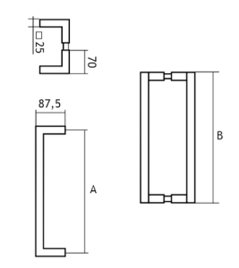 Madlo EUROLATON pro skleněné a dřevěné dveře - 87 (nerez)