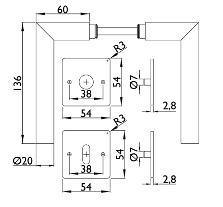 Dveřní kování TWIN VISION HR H 1802FL FAST LOCK (CM)