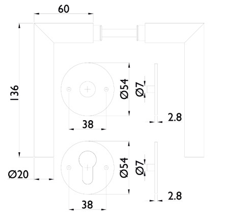 Dveřní kování TWIN VISION H 1802FL FAST LOCK (CM)