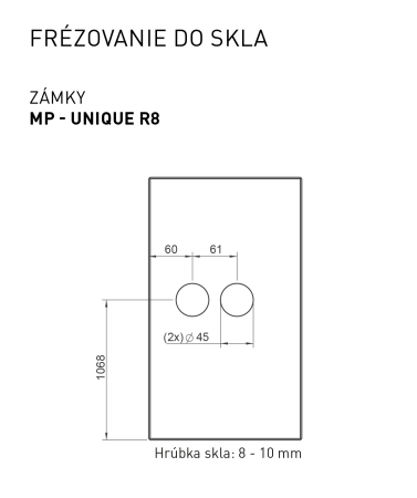 MP - UNIQUE R8 - ZÁMEK na sklo s klikou ERBA - bez otvoru přední (BS - Černá matná)