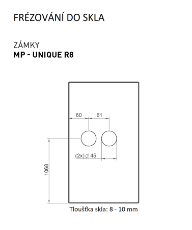 MP - UNIQUE R8 - ZÁMEK na sklo s klikou ERBA - bez otvoru přední (BS - Černá matná)