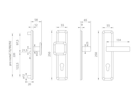 Dveřní kování MP MI - QB SECUR / SUN 1 (ONS - Nikl broušený lesklý)
