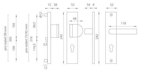 Bezpečnostní kování MP AXA - ATLAS2 (F6 - Inox elox)