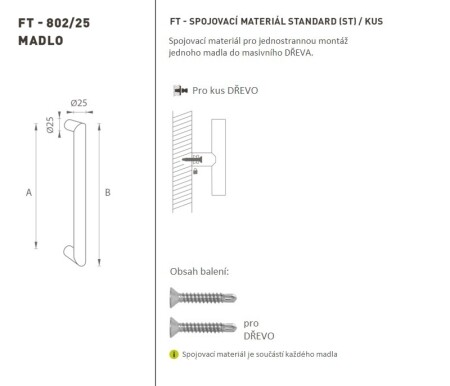DVEŘNÍ MADLO MP kód K02 Ø 25 mm ST - ks (WS - Bílá matná)