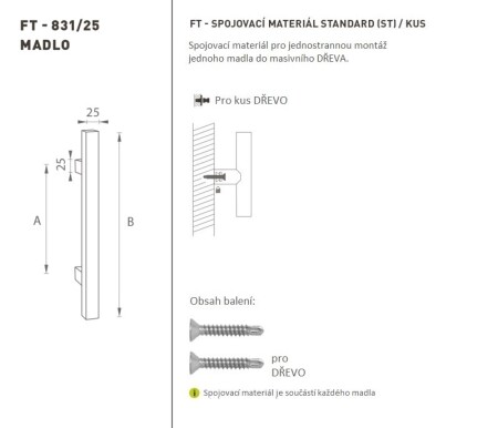 DVEŘNÍ MADLO MP kód K31 25x25 mm ST - ks (BS - Černá matná)