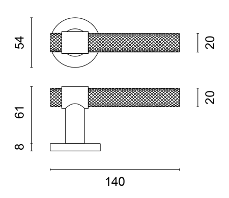 Dveřní kování MP SH - OVAL - R 1743 PRO 8 MM (CUM PVD - Měď matná PVD)
