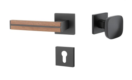 Dveřní kování MP AS - IMPERATA - HR 7S (BS - Černá matná / dřevo ořech)