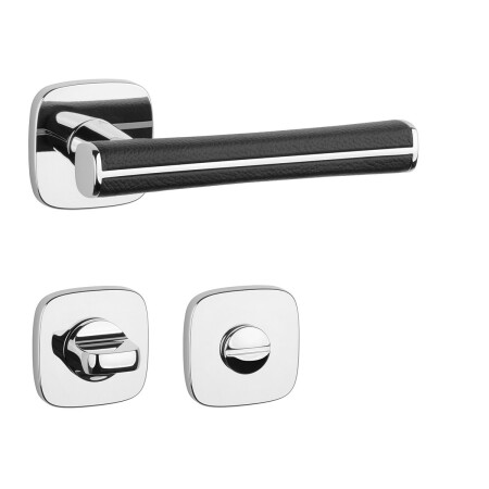 Dveřní kování  MP AS - DAVIDIA - QR 7S (OC - ​​Chrom lesklý / černá kůže)