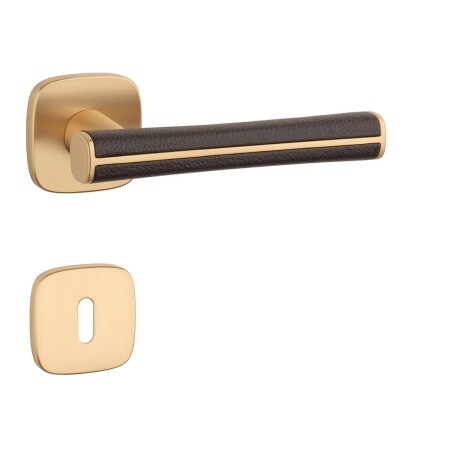 Dveřní kování MP AS - DAVIDIA - QR 7S (OLS - Mosaz broušená / hnědá kůže)