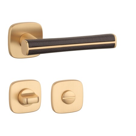 Dveřní kování MP AS - DAVIDIA - QR 7S (OLS - Mosaz broušená / hnědá kůže)